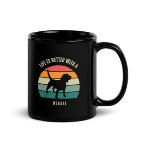 Life is Better with a Beagle - Black Glossy Mug for Dog Lovers