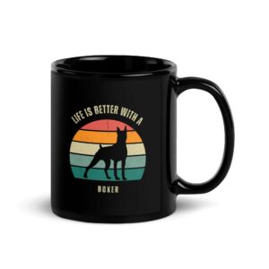 Life is Better with a Boxer Black Glossy Mug for Dog Lovers