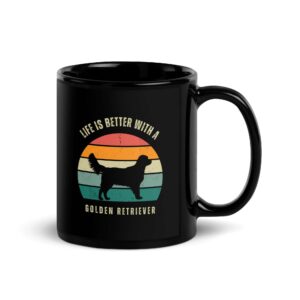 Life is Better with a Golden Retriever Black Glossy Mug